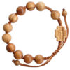 10mm Adjustable Olive Wood Rosary Bracelet - Image 2