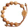 10mm Adjustable Olive Wood Rosary Bracelet