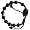 8mm Adjustable Black Onyx & Jujube Wood Rosary Bracelet
