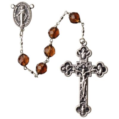 8mm Amber Crystal Rosary