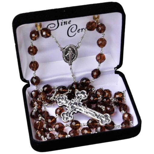 8mm Amber Crystal Rosary - Image 2