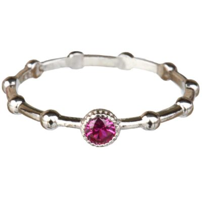 Sterling Silver Ruby (July) Birthstone Rosary Ring